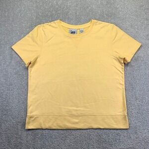 Vintage Lee Sport Yellow Short Sleeve Crewneck Sweatshirt Top Womens Large